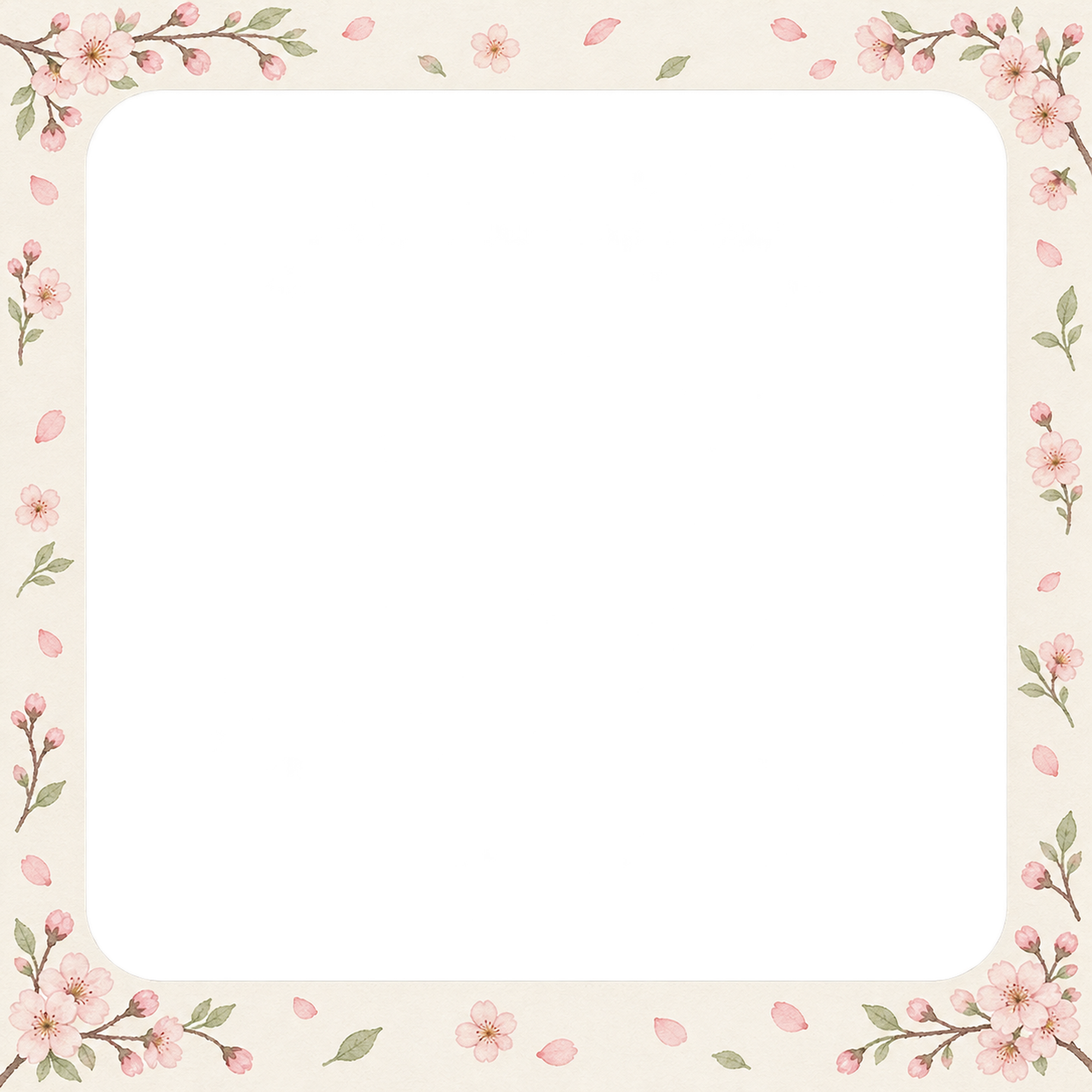 桜の写真フレーム｜桜と春のそよ風・小花飾りの無料イラスト素材 101754に写真・文字を入れる