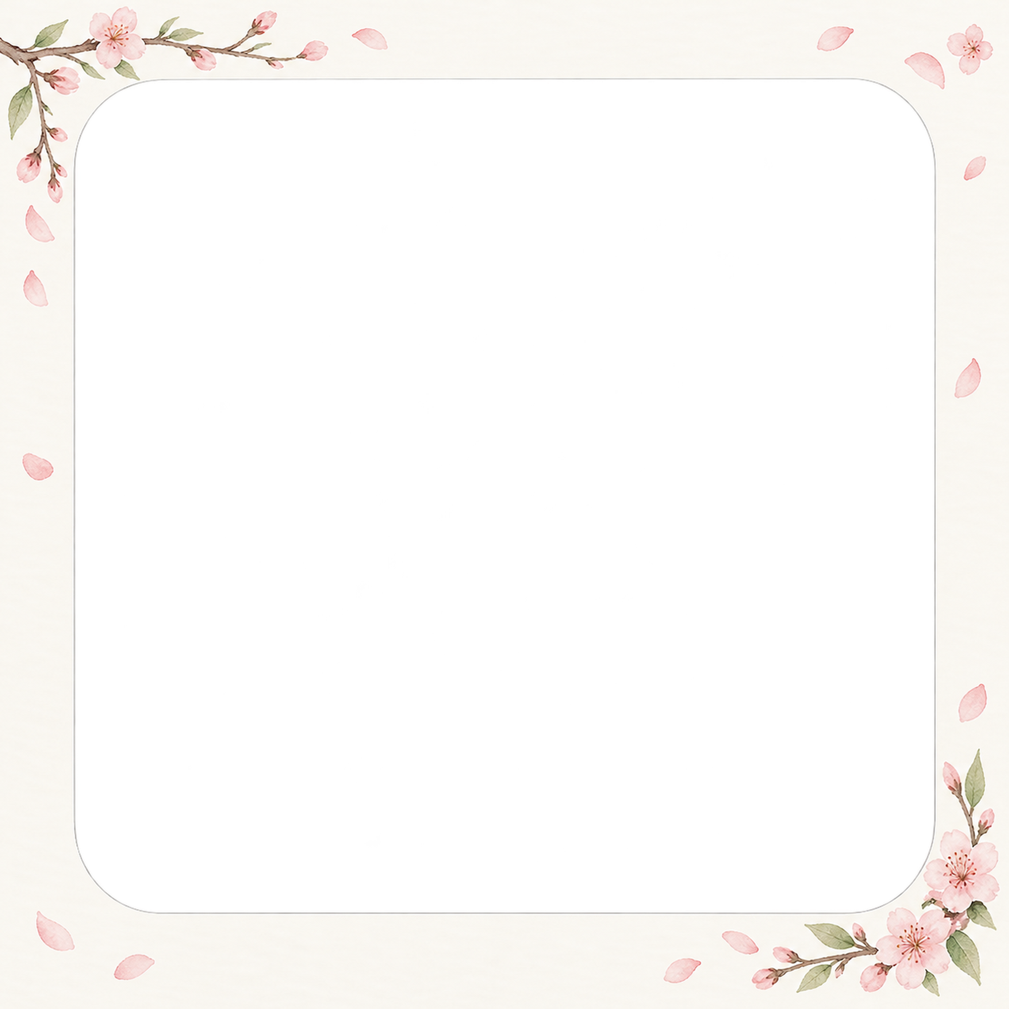 桜の写真フレーム｜桜と春のそよ風・大きな写真窓の無料イラスト素材 101757に写真・文字を入れる