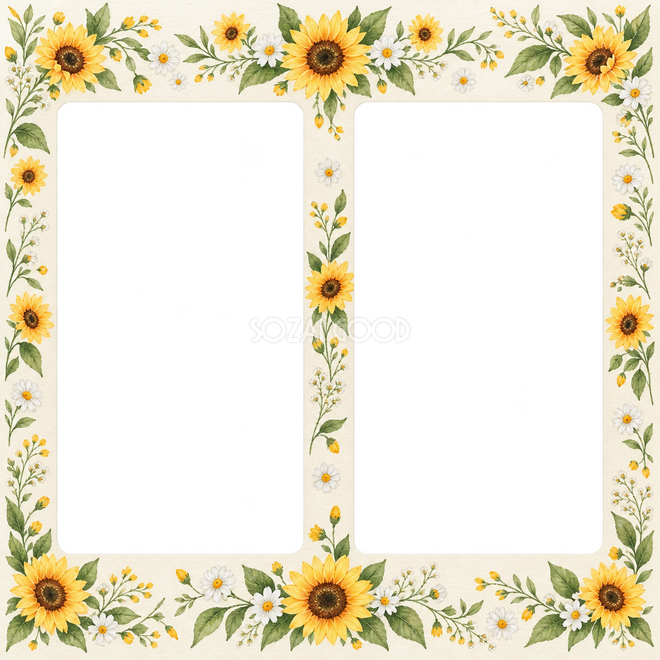 ひまわりの2枚写真枠