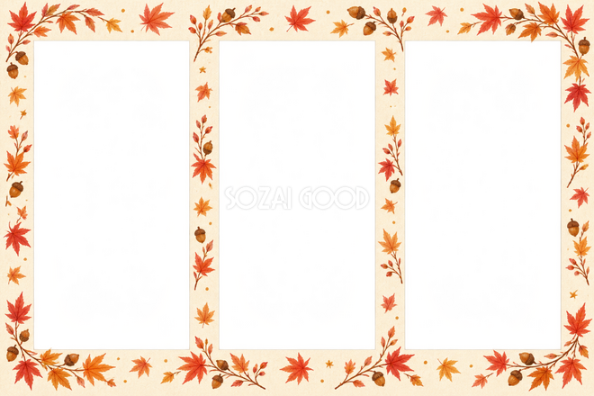 紅葉の3枚写真枠