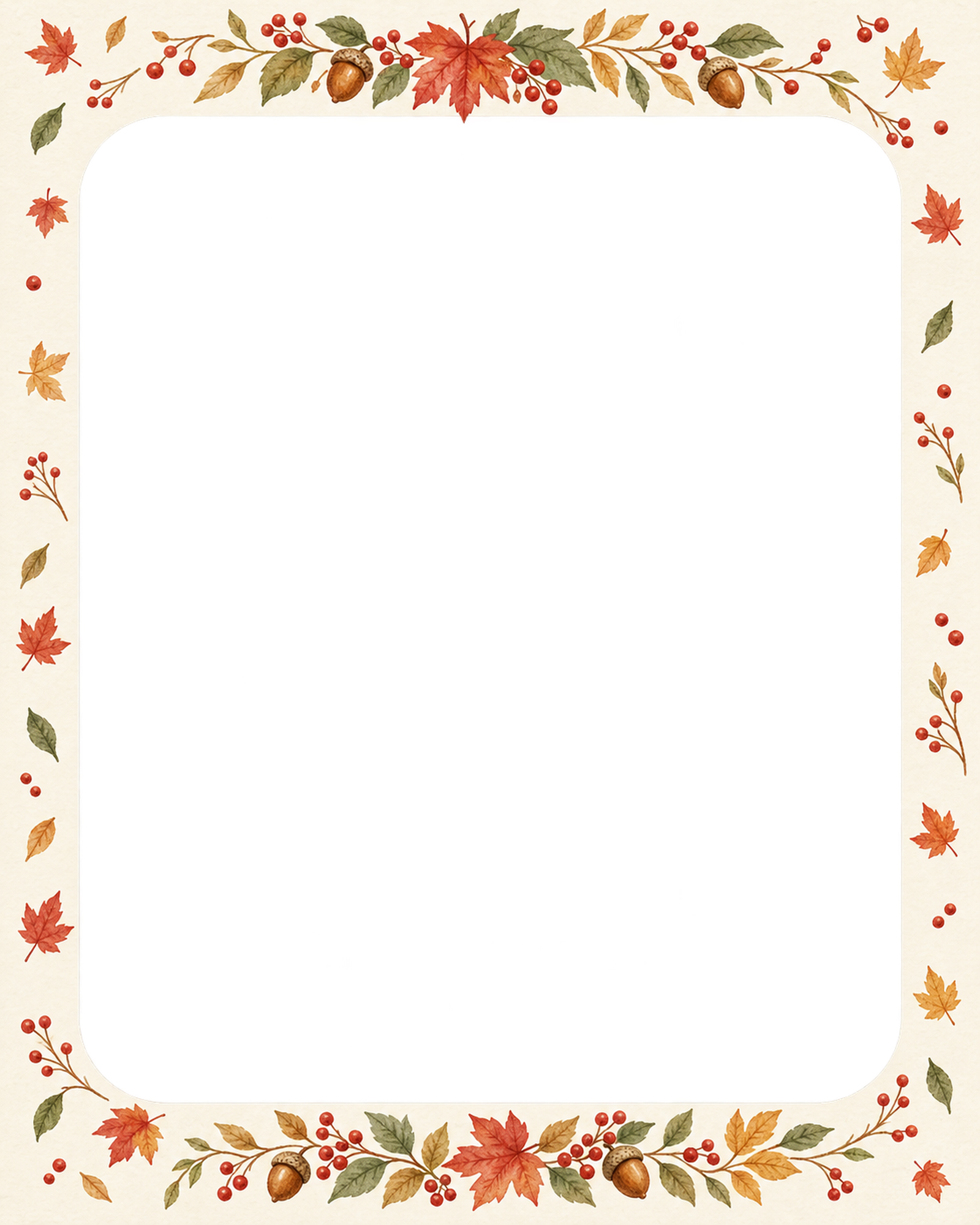 紅葉の写真フレーム｜もみじと秋の木の実・縦長の写真窓の無料イラスト素材 101798に写真・文字を入れる