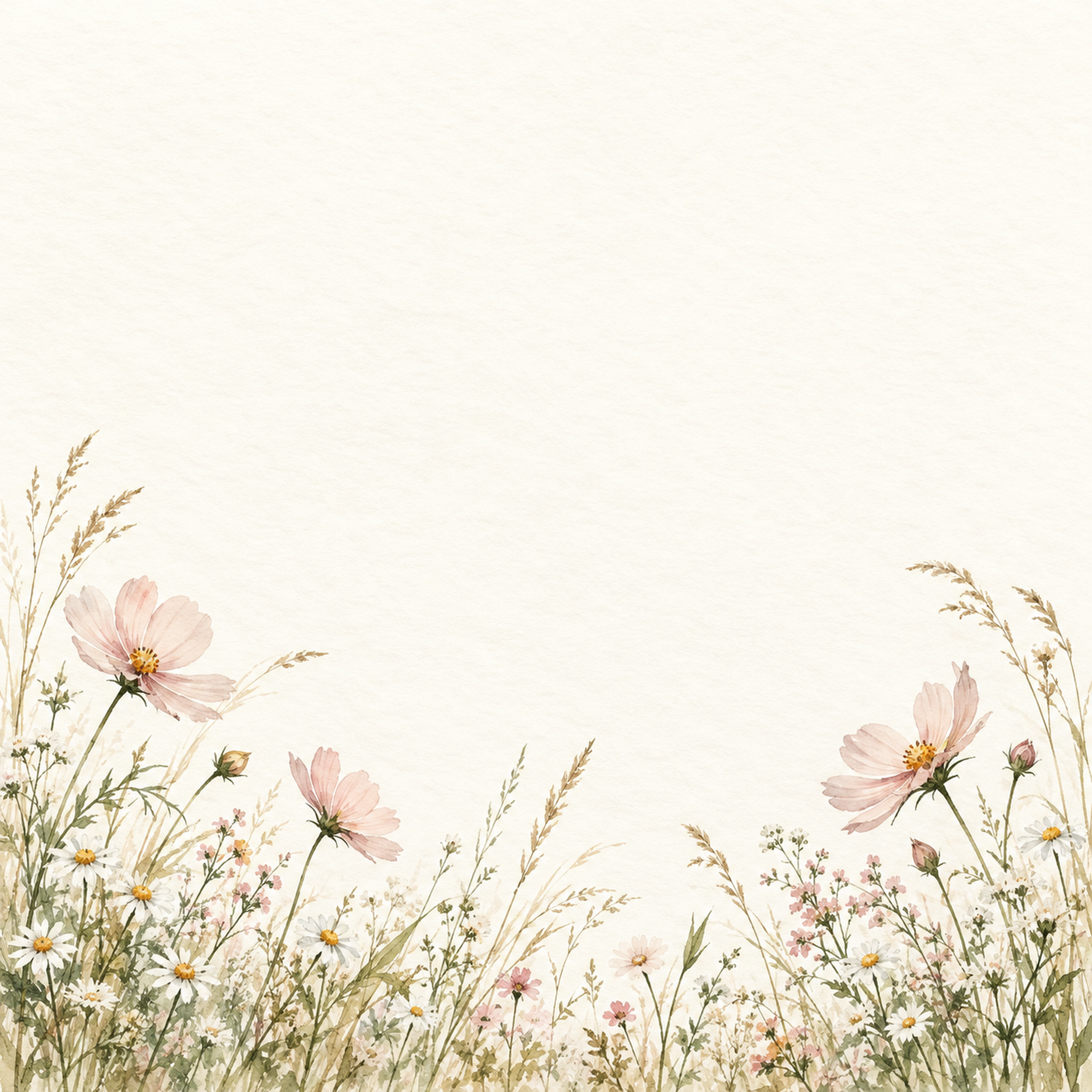 野の小花と淡桃色｜文字なしの無料背景イラスト素材 101843に写真・文字を入れる