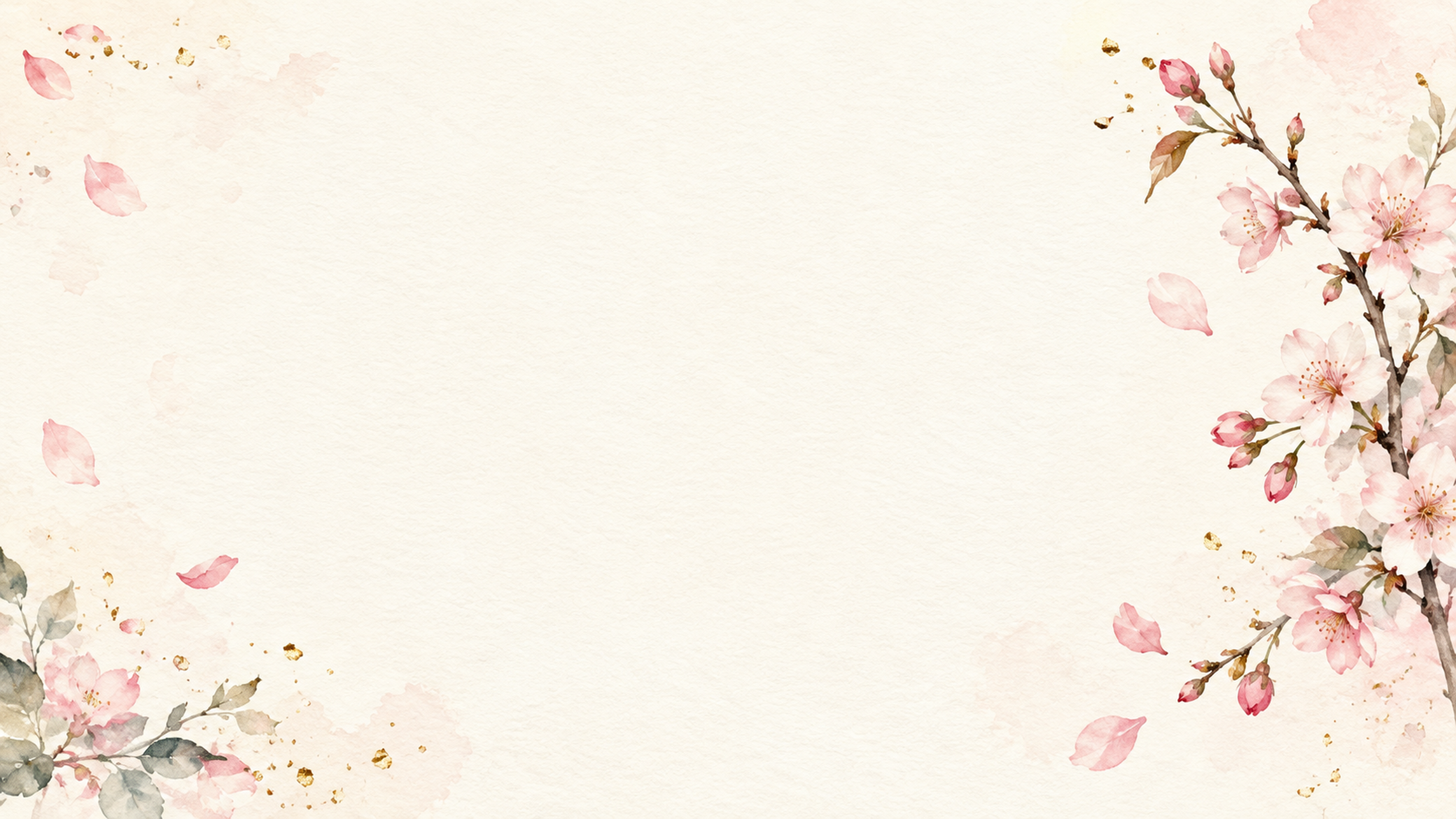 桜と淡金の横長和紙｜文字なしの無料背景イラスト素材 101875に写真・文字を入れる