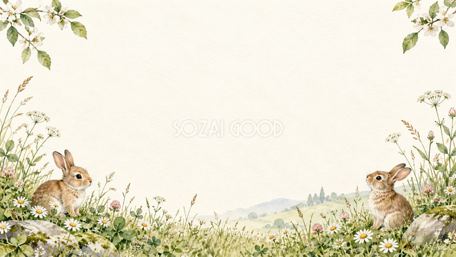 うさぎと野の花の背景