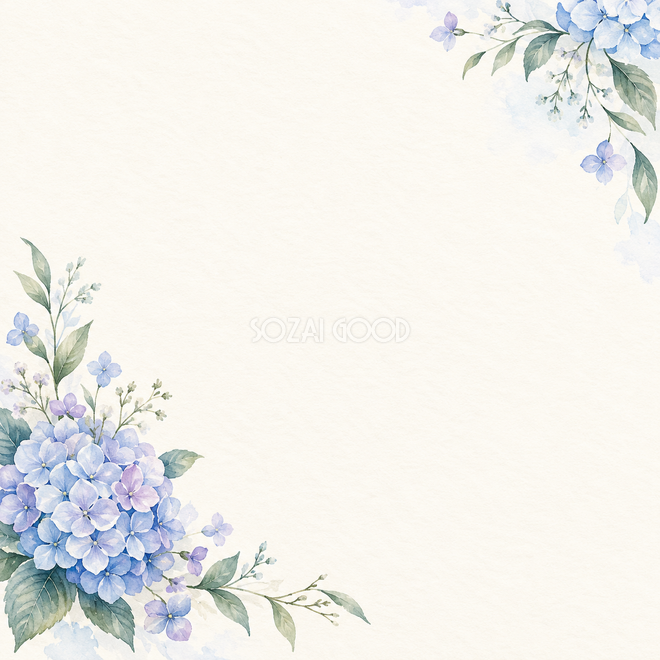 紫陽花と雨色の背景