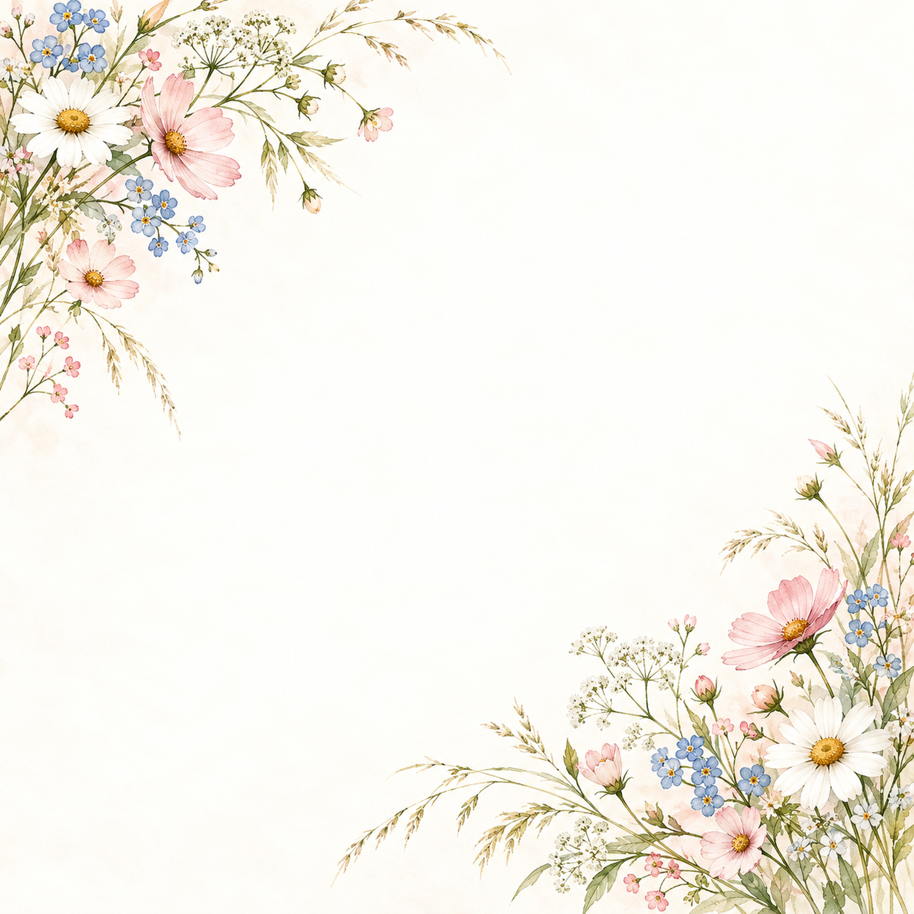 野の花と草花・対角の彩り｜文字なしの無料背景イラスト素材 101969に写真・文字を入れる