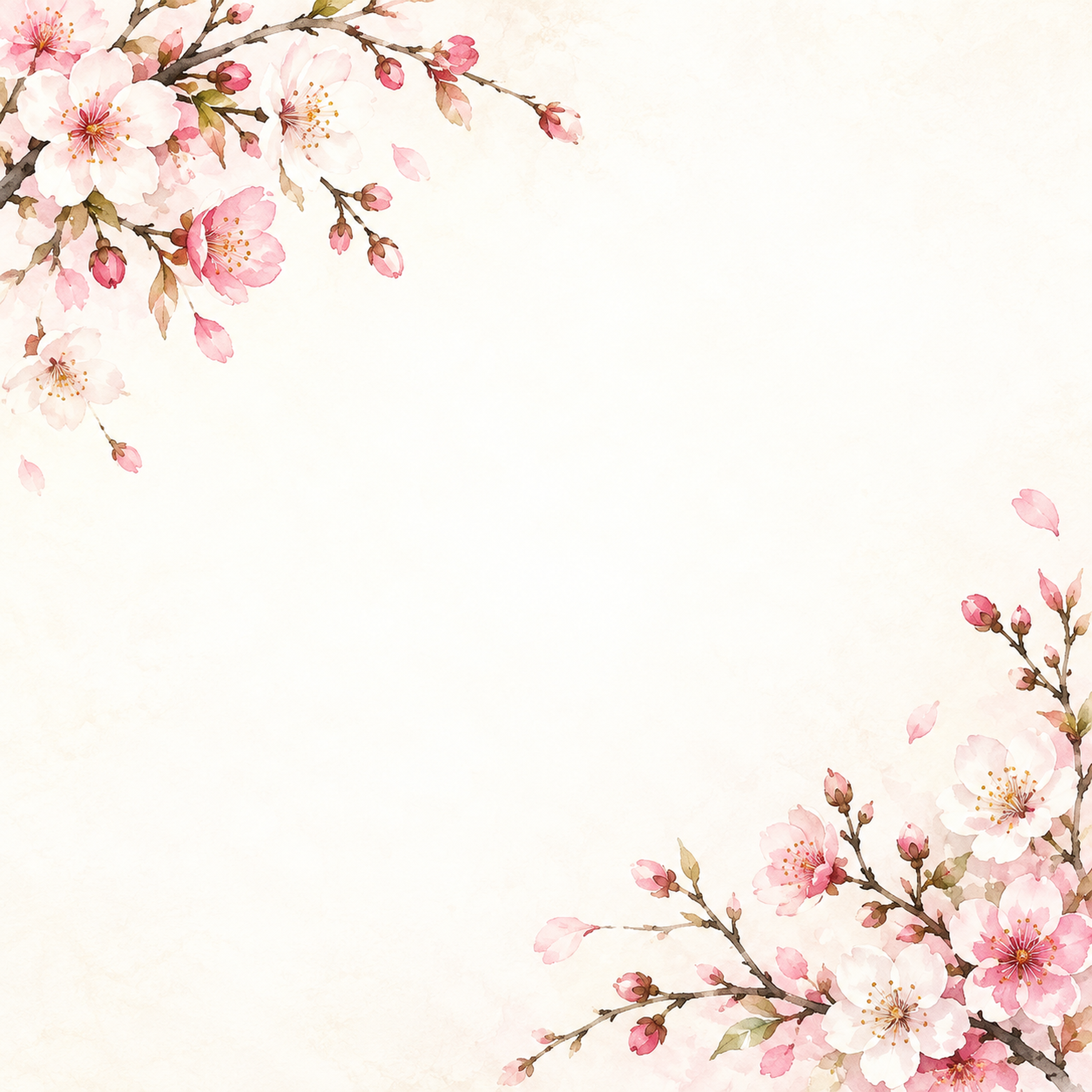 梅と桜の和紙・対角の彩り｜文字なしの無料背景イラスト素材 102151に写真・文字を入れる