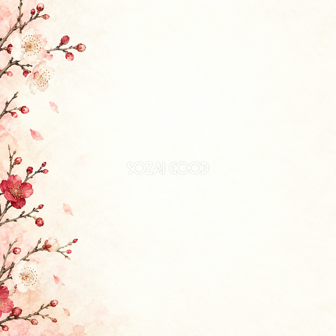梅と桜の和紙・片側の彩り