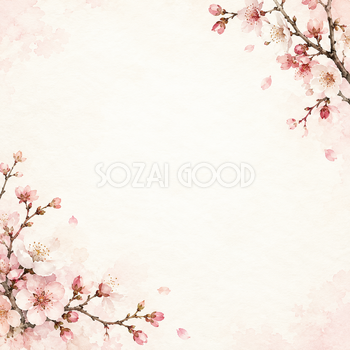 梅と桜の和紙・斜めの彩り｜文字なしの無料背景イラスト素材 102154