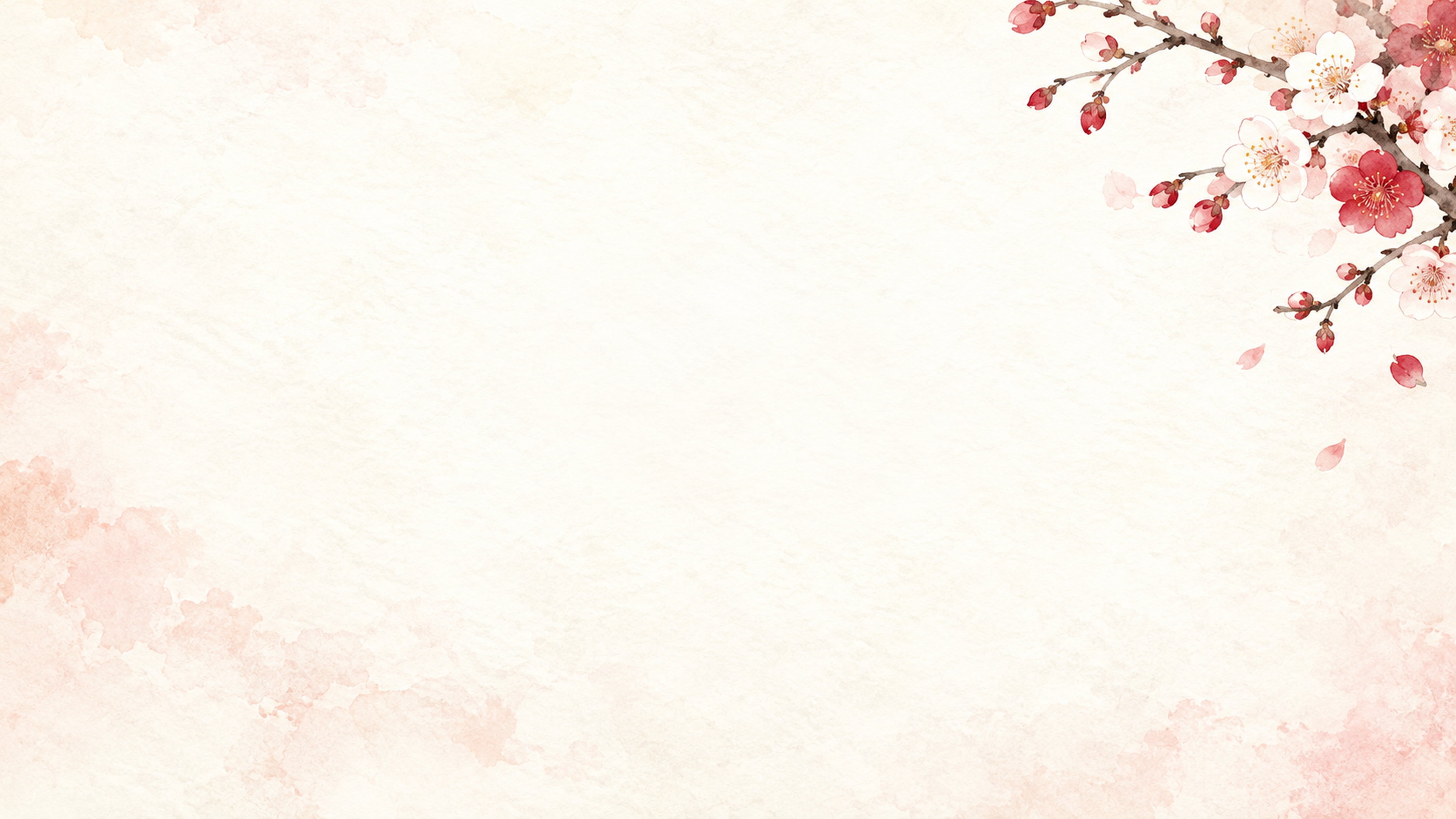 梅と桜の和紙・右上の彩り｜文字なしの無料背景イラスト素材 102161に写真・文字を入れる