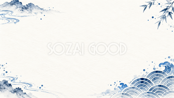藍と青の和紙・広い余白｜文字なしの無料背景イラスト素材 102175