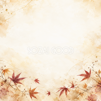 紅葉と秋色の和紙・下辺の彩り｜文字なしの無料背景イラスト素材 102204
