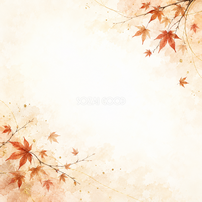 紅葉と秋色の和紙・斜めの彩り 紅葉と秋色の和紙・斜めの彩り