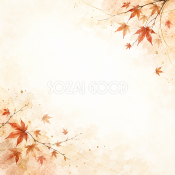 紅葉と秋色の和紙・斜めの彩り｜文字なしの無料背景イラスト素材 102206
