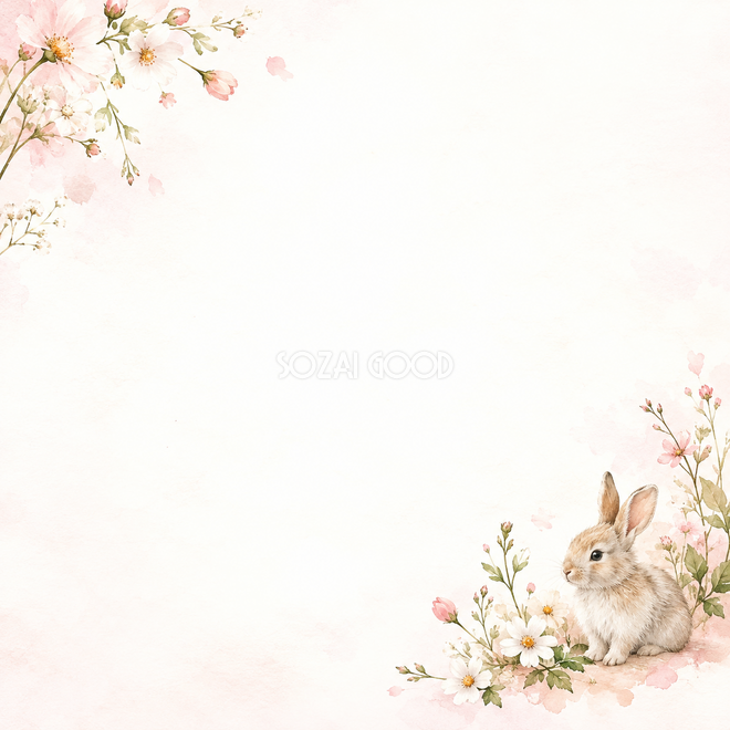 うさぎと草花の絵本・対角の彩り