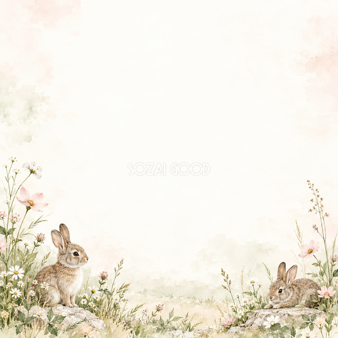 うさぎと草花の絵本・下辺の彩り