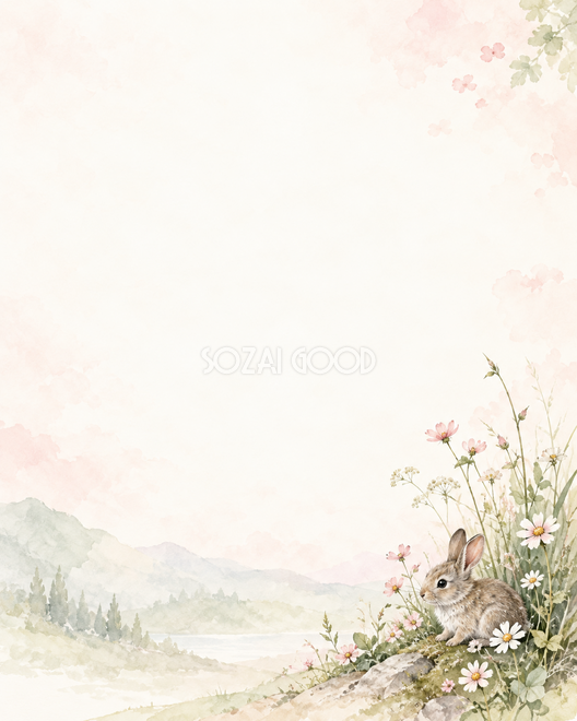 うさぎと草花の絵本・足元の彩り