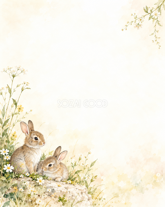 うさぎと草花の絵本・やさしい彩り