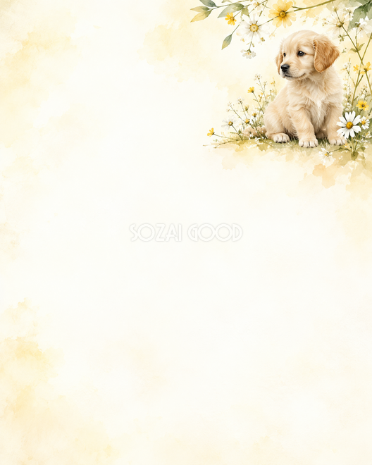 犬と草花の絵本・上辺の彩り