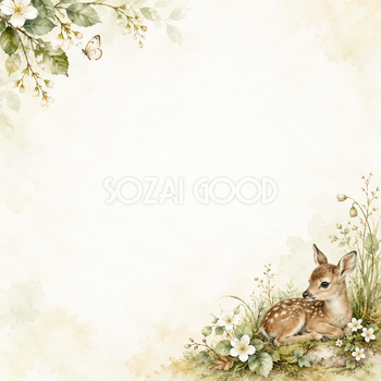 森の小さな動物の絵本・対角の彩り｜文字なしの無料背景イラスト素材 102268