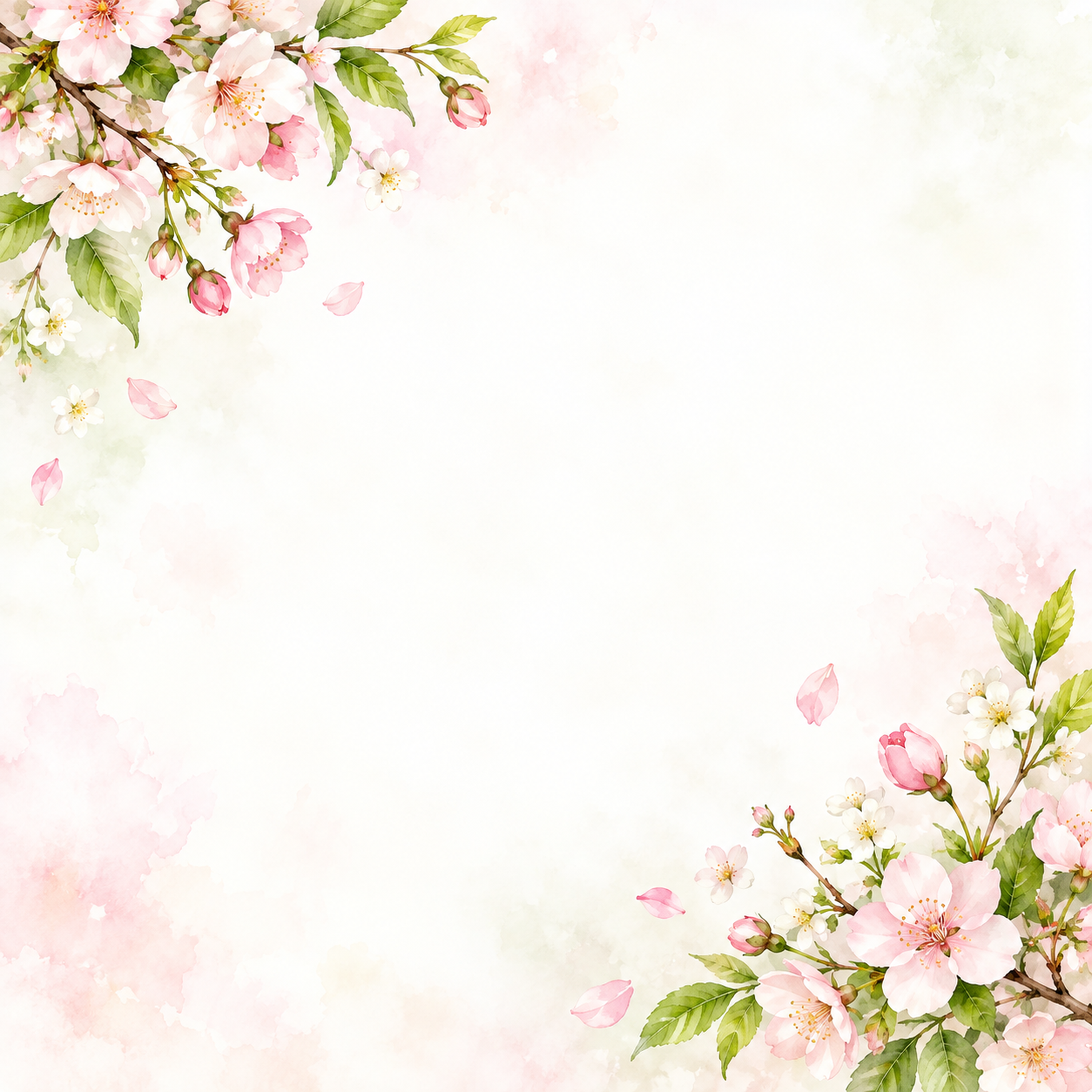 桜と新緑の春・対角の彩り｜文字なしの無料背景イラスト素材 102281に写真・文字を入れる