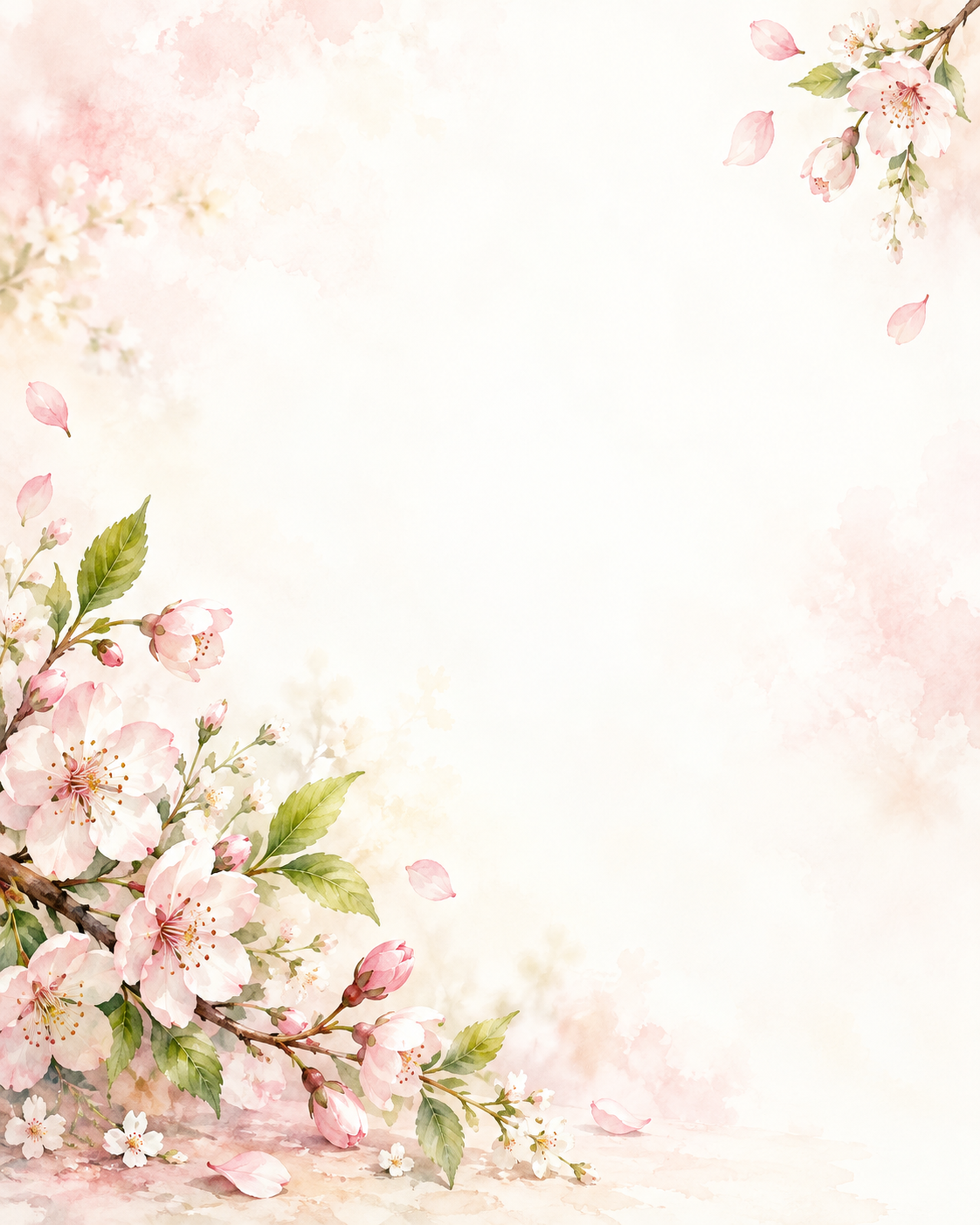桜と新緑の春・やさしい彩り｜文字なしの無料背景イラスト素材 102288に写真・文字を入れる