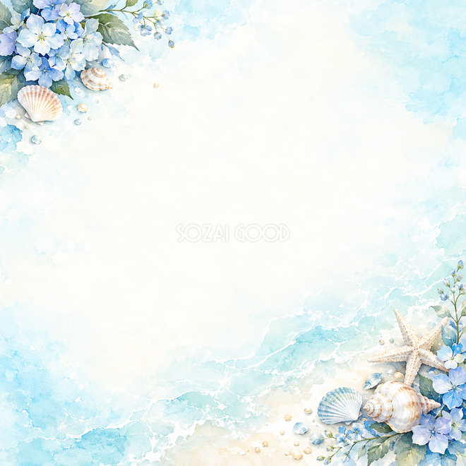海と草花の夏・対角の彩り