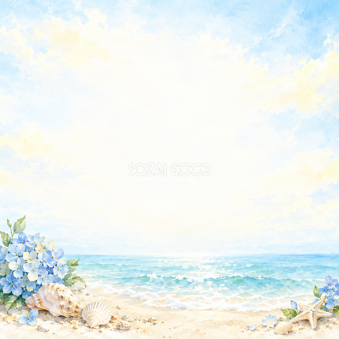 海と草花の夏・下辺の彩り
