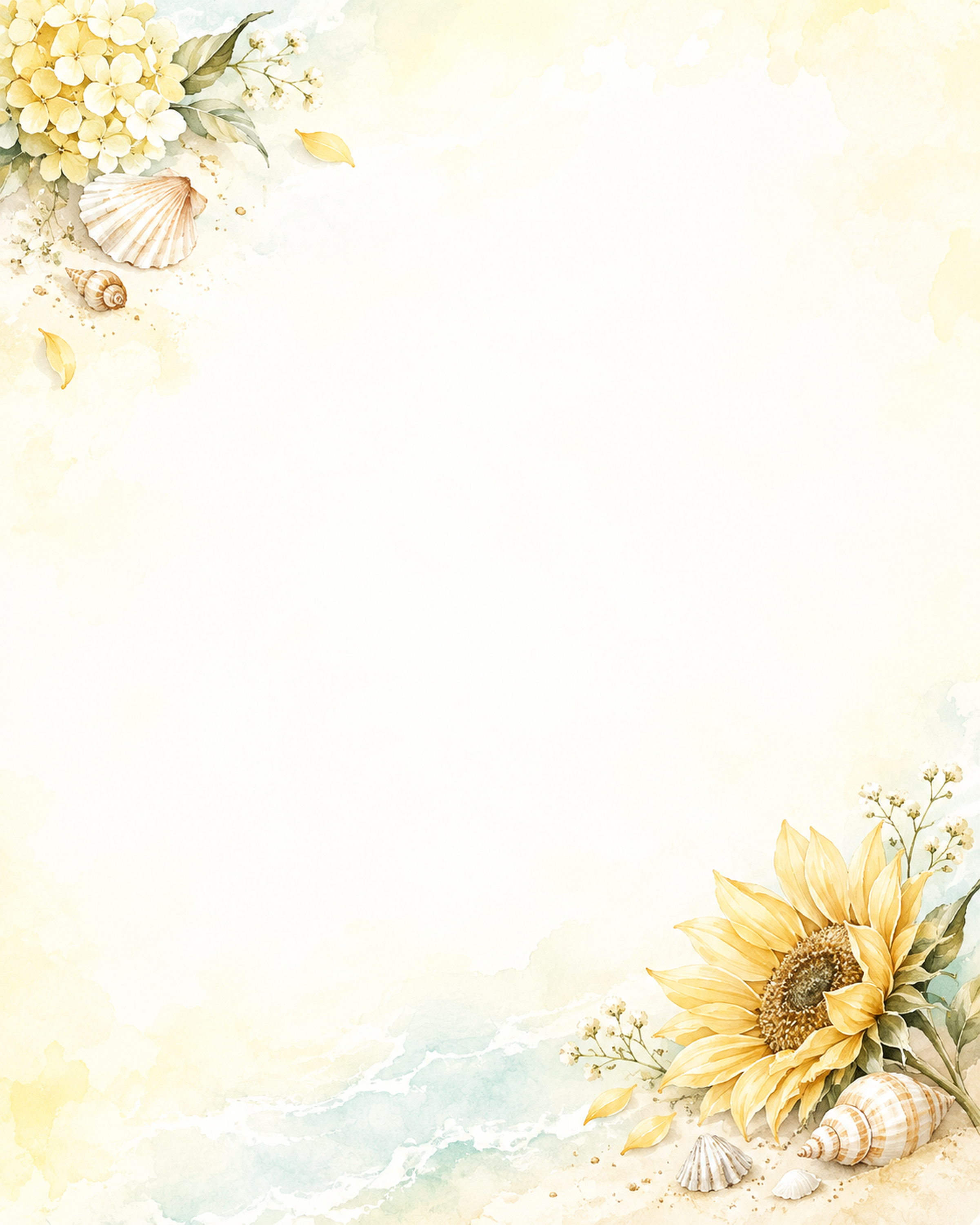 海と草花の夏・小さな彩り｜文字なしの無料背景イラスト素材 102300に写真・文字を入れる