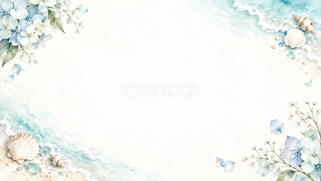 海と草花の夏・広い余白