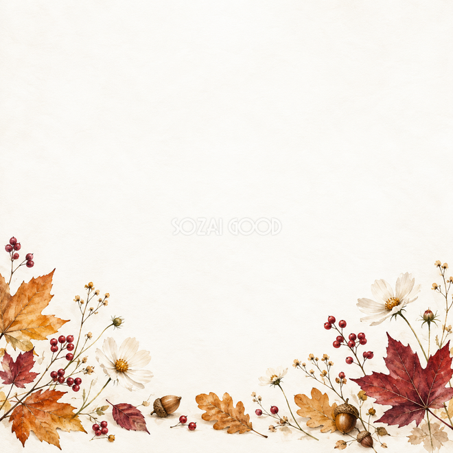 紅葉と木の実の秋・下辺の彩り