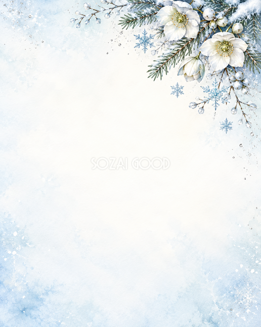 雪と冬の草花・上辺の彩り
