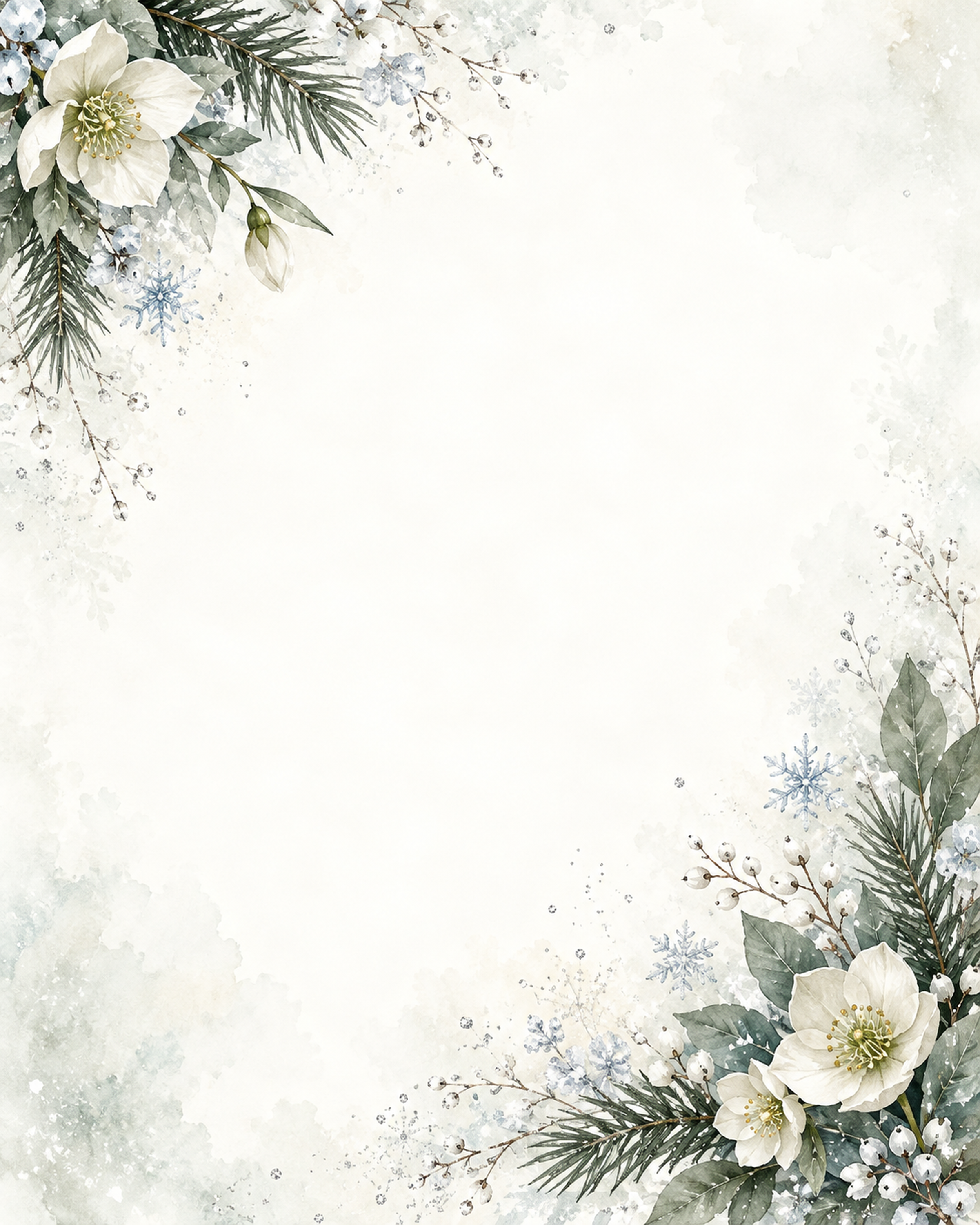 雪と冬の草花・小さな彩り｜文字なしの無料背景イラスト素材 102326に写真・文字を入れる