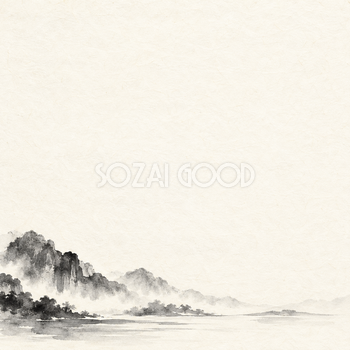 墨のにじみ・下辺の和風背景｜無料イラスト素材 102467
