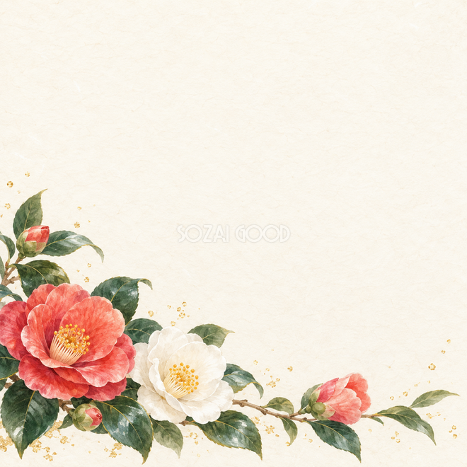 椿の花下辺背景