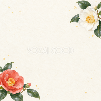 椿の花・小さな彩りの和風背景｜無料イラスト素材 102497