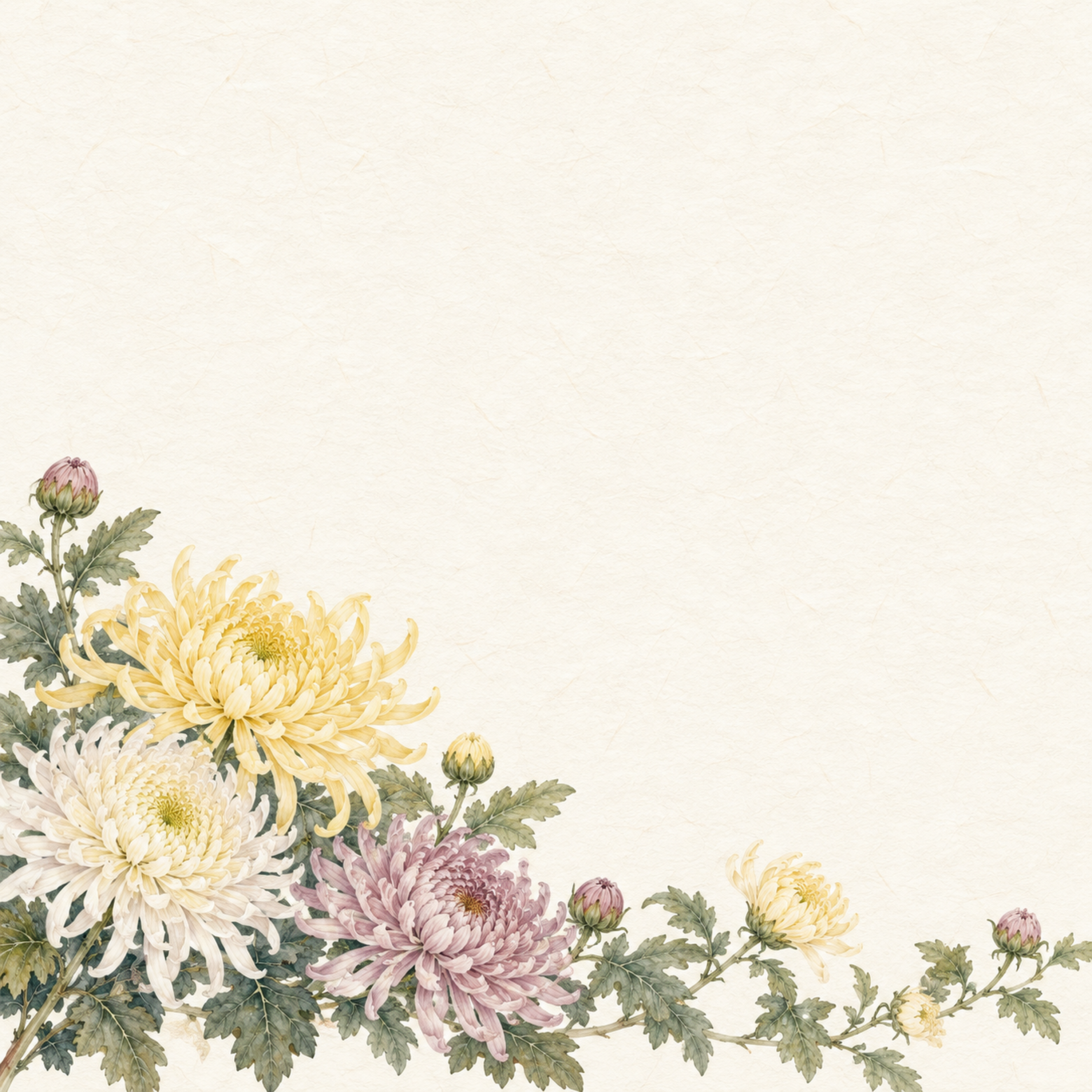菊の花・下辺の和風背景｜無料イラスト素材 102506に写真・文字を入れる