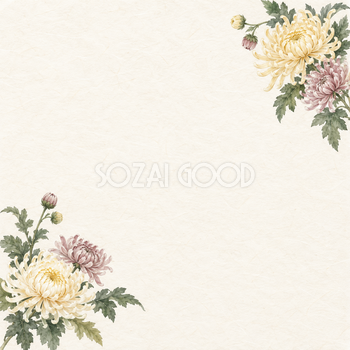 菊の花・小さな彩りの和風背景｜無料イラスト素材 102510