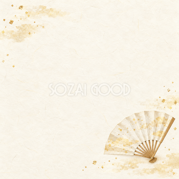 扇と霞・小さな彩りの和風背景｜無料イラスト素材 102562