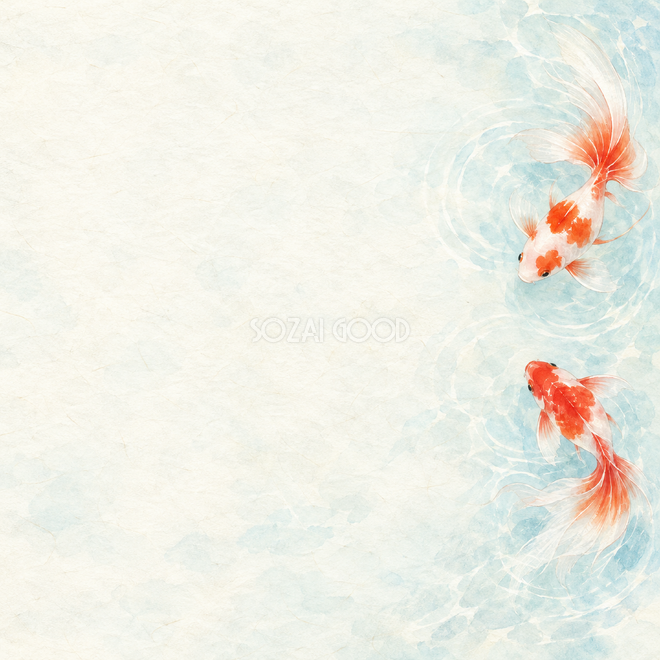 金魚と水紋右辺背景 金魚と水紋右辺背景