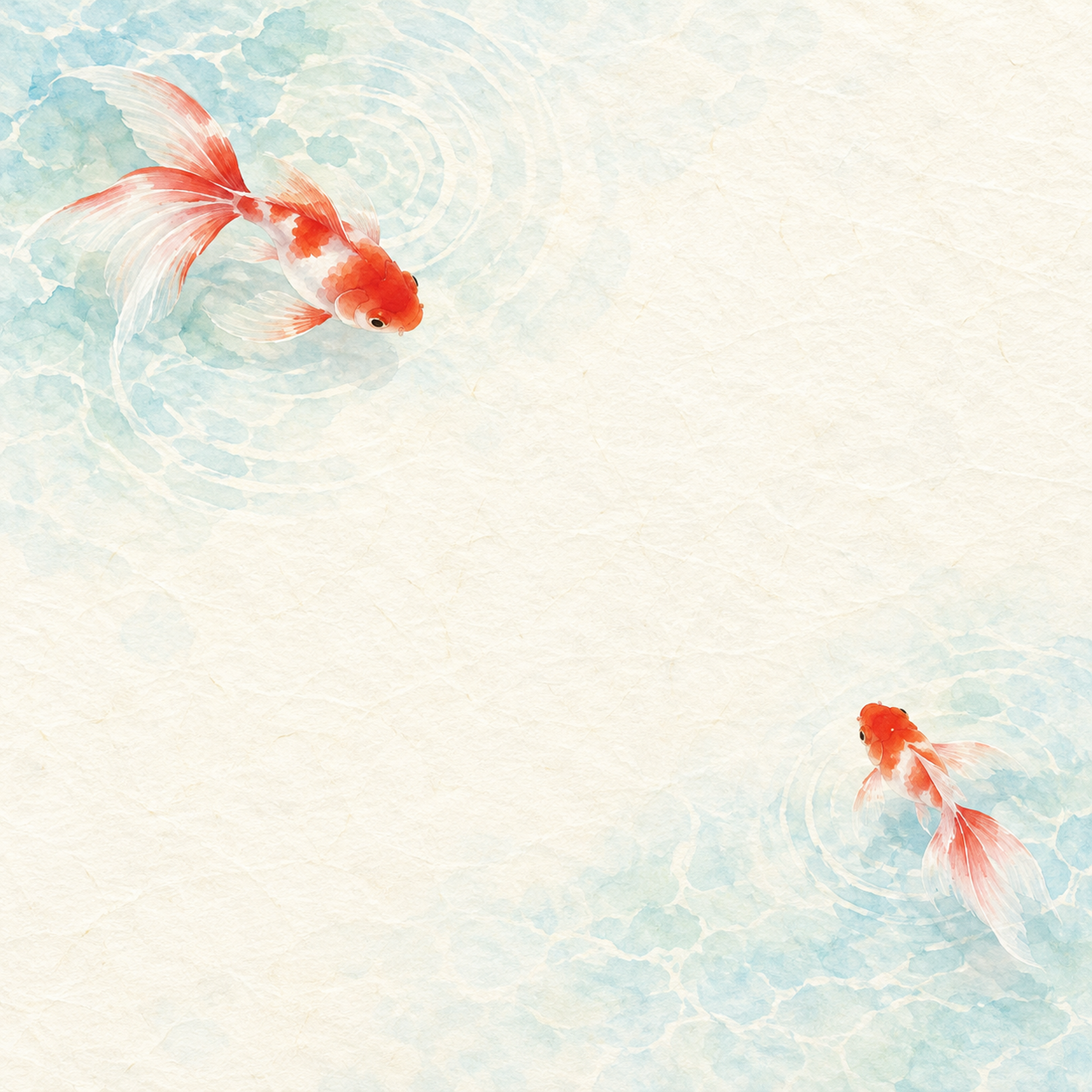 金魚と水紋・上下の和風背景｜無料イラスト素材 102574に写真・文字を入れる