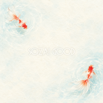 金魚と水紋・小さな彩りの和風背景｜無料イラスト素材 102575