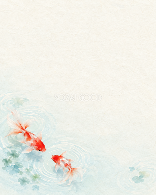 金魚と水紋縦長の下飾り背景 金魚と水紋縦長の下飾り背景
