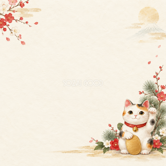 招き猫右下のまとまり背景