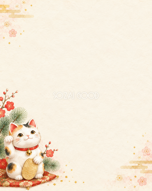 招き猫縦長の左下背景 招き猫縦長の左下背景