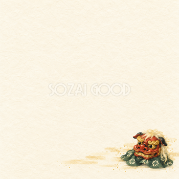 獅子舞の飾り・右下の小さな飾りのお正月背景｜無料イラスト素材 102679