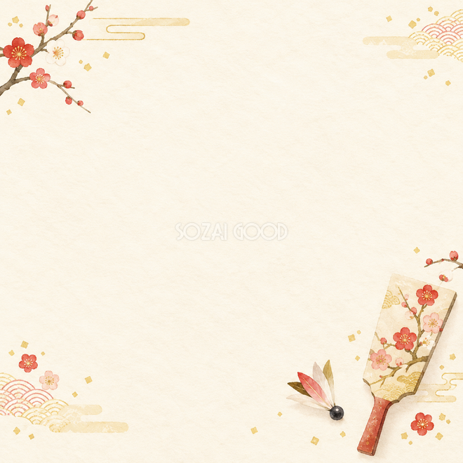 羽子板と羽根小さな彩り背景 羽子板と羽根小さな彩り背景