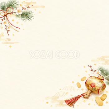 打ち出の小槌・対角のお正月背景｜無料イラスト素材 102726
