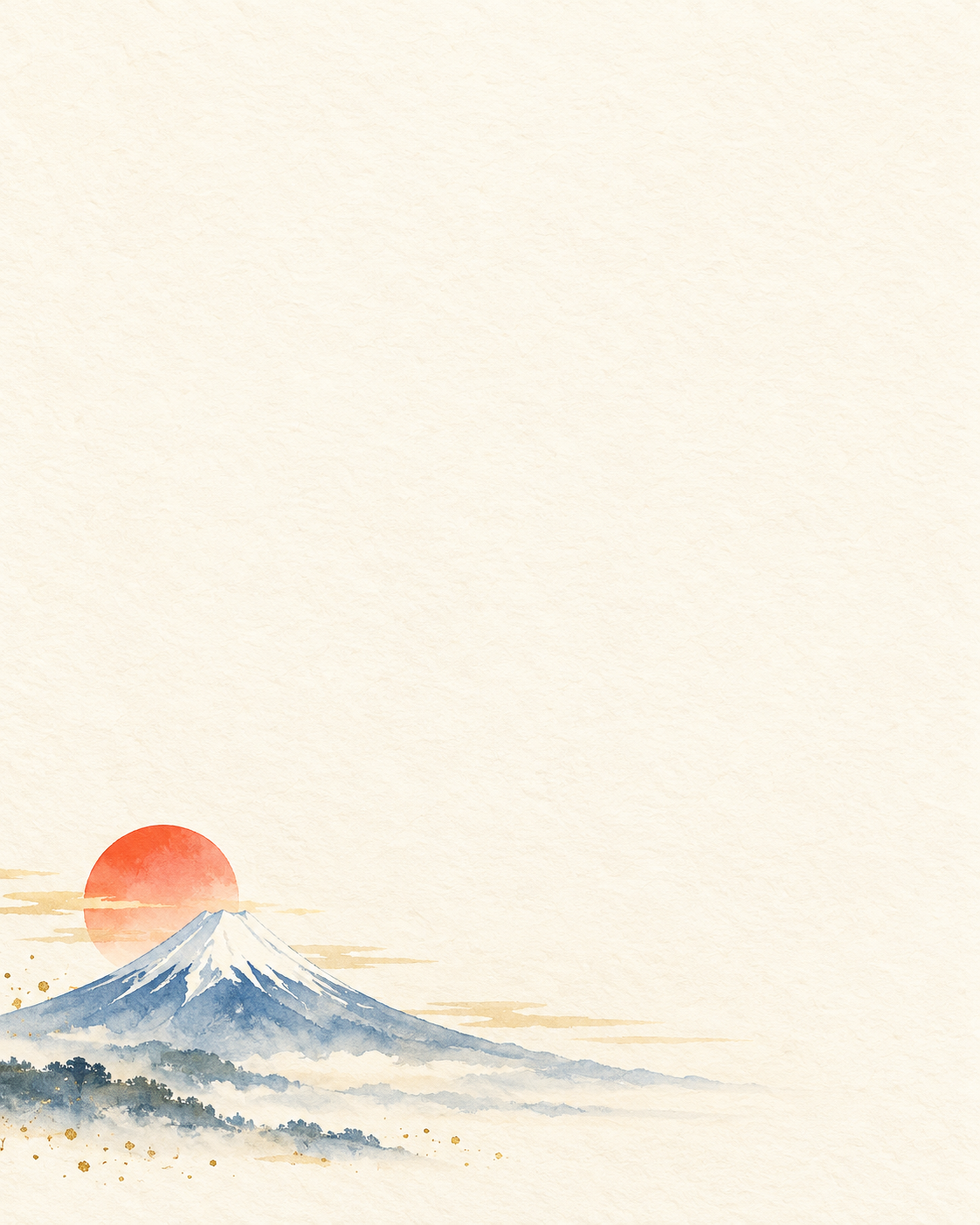 富士山と初日の出・縦長の左下のお正月背景｜無料イラスト素材 102748に写真・文字を入れる