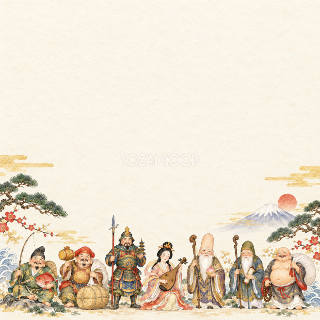 七福神左下の飾り背景 七福神左下の飾り背景